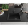 Mexen Pedro granitový drez s 1 komorou 560 x 460 mm, čierny, čierny sifón - 6508561000-77-B