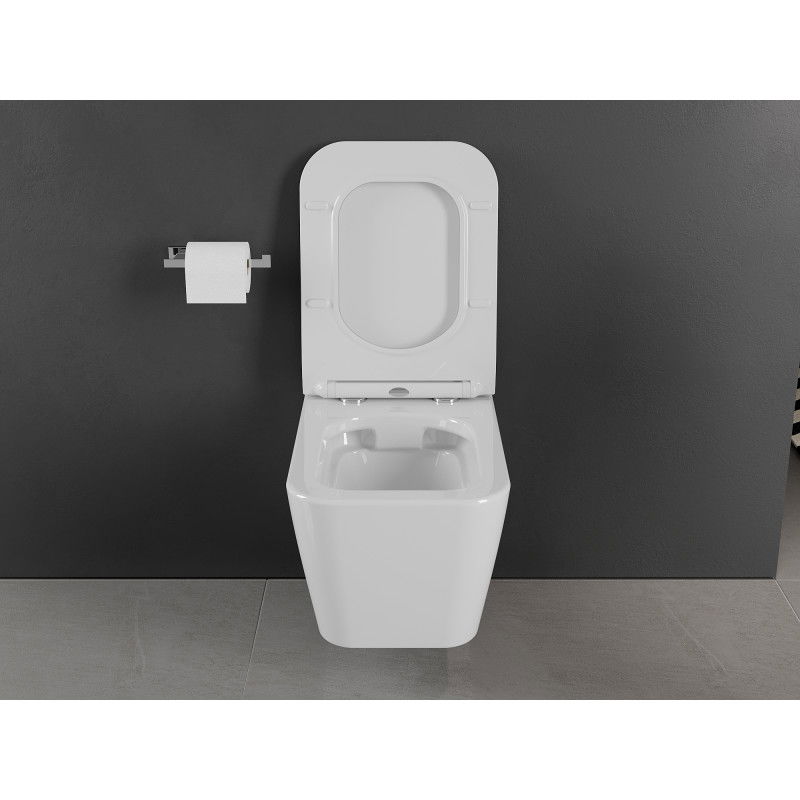 Mexen Cube WC misa Rimless so sedadlom s pomalým zatváraním slim, duroplast, biely lesk - 30924000