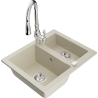 Mexen Carlos granitový drez 1,5-komorový s kuchynskou batériou Savita, béžový - 6518-69-672601-00