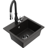 Mexen Milo Granitový drez, jednostranný so Savita kuchynskou batériou, čierny/zlatý metalik - 6505-75-672601-70-B