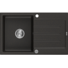 Mexen Bruno granitový drez s 1 komorou s odkvapkávačom 795 x 495 mm, čierny/zlatý metalický, chrómový sifón