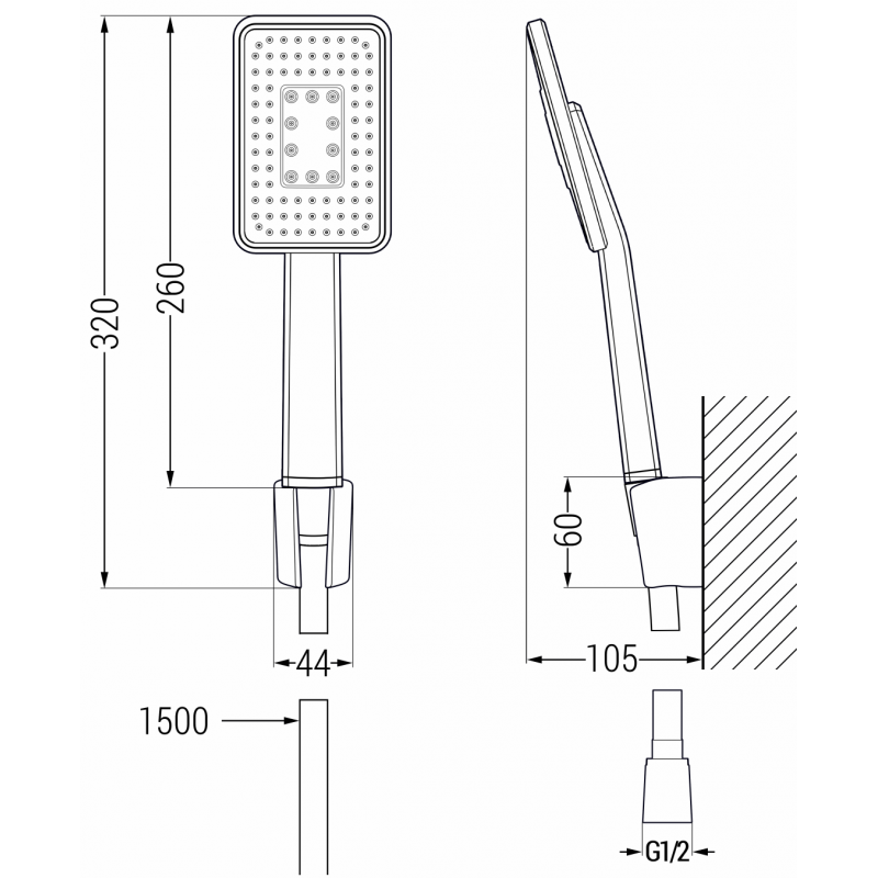 Mexen R-54 bodová sprchová sada, čierna/chróm - 785545052-71