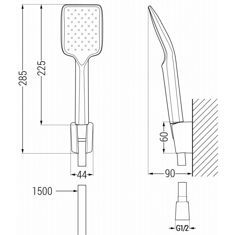 Mexen R-62 bodová sprchová sada, kartáčovaná delová šedá - 785625052-66