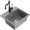 Mexen Milo granitový drez 1-komorový s kuchynskou batériou Carla, sivý - 6505-71-670700-70