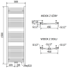 Mexen Ares kúpeľňový radiátor 1500 x 500 mm, 630 W, Biela - W102-1500-500-00-20