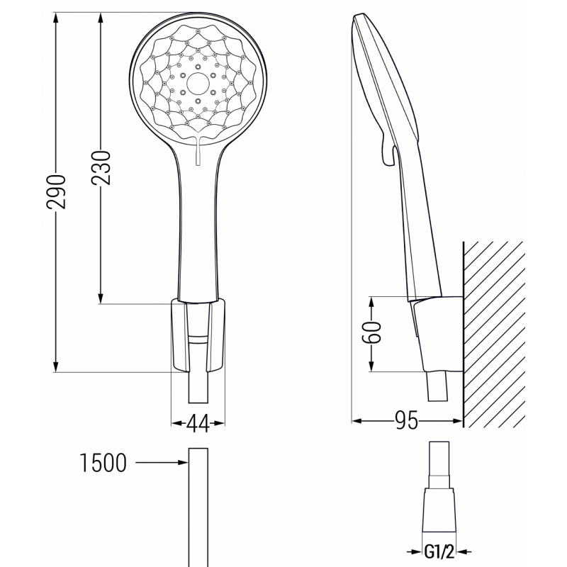 Mexen R-74 bodová sprchová súprava, čierna - 785745052-70