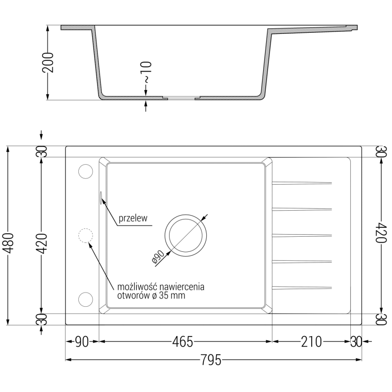 Mexen Elias granitový drez s 1-komorou s odkvapkávačom a kuchynskou batériou Carla, čierny - 6511-77-670700-00
