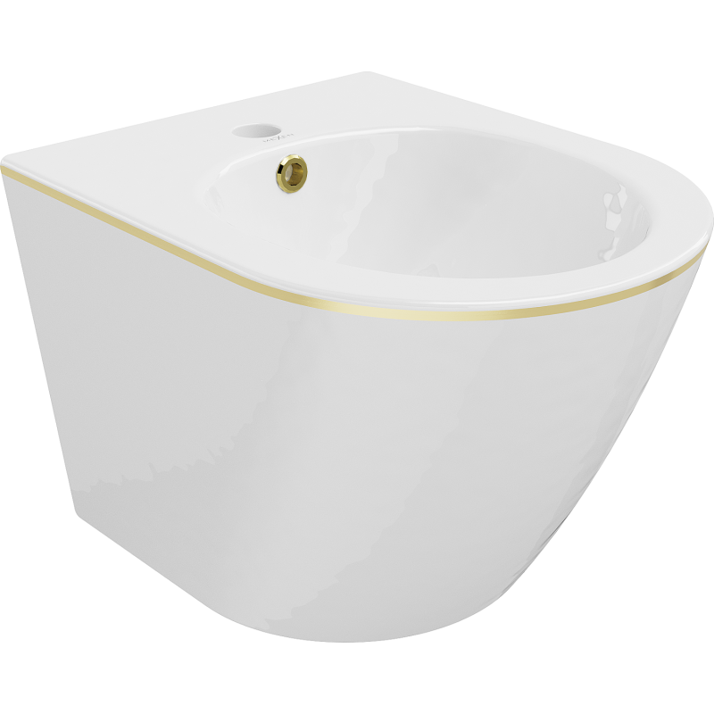 Mexen Lena závesný bidet, bielo/zlatá línia - 35224805