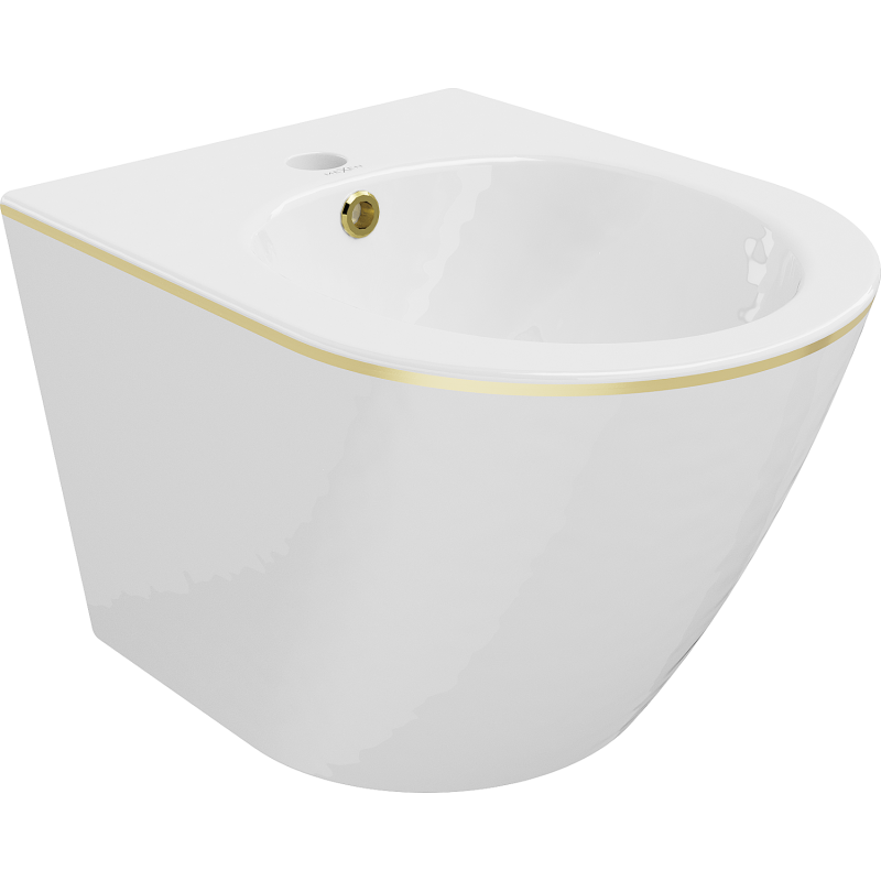 Mexen Lena závesný bidet, biely/zlatý línia - 35224805