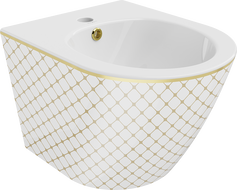 Mexen Lena závesný bidet, Biela/Zlatá mriežkový vzor - 35224809