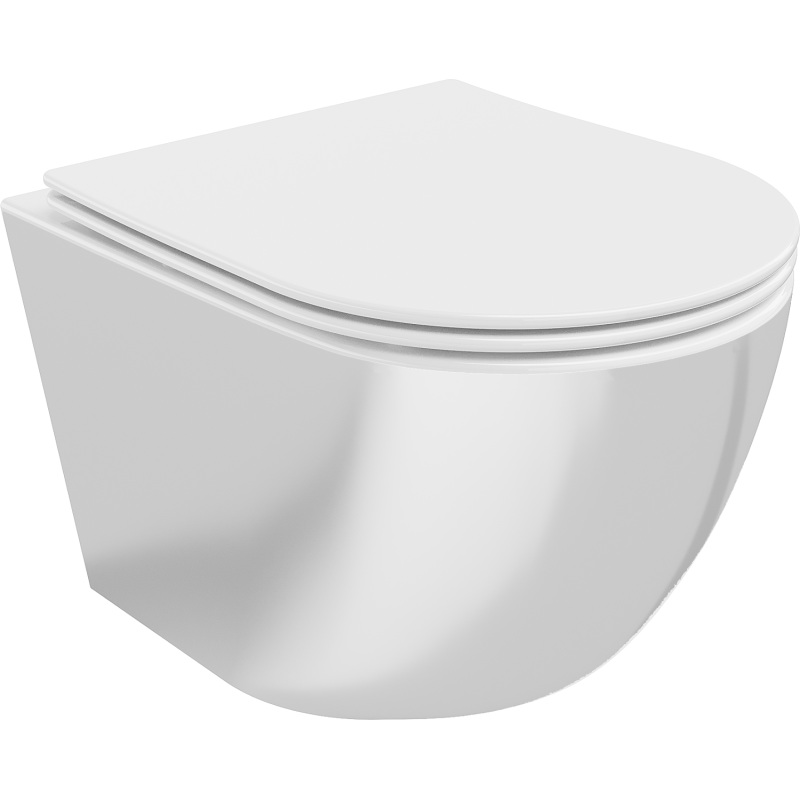Mexen Lena WC misa Rimless s pomaly padajúcou doskou slim, duroplast, biela/strieborná - 30224004