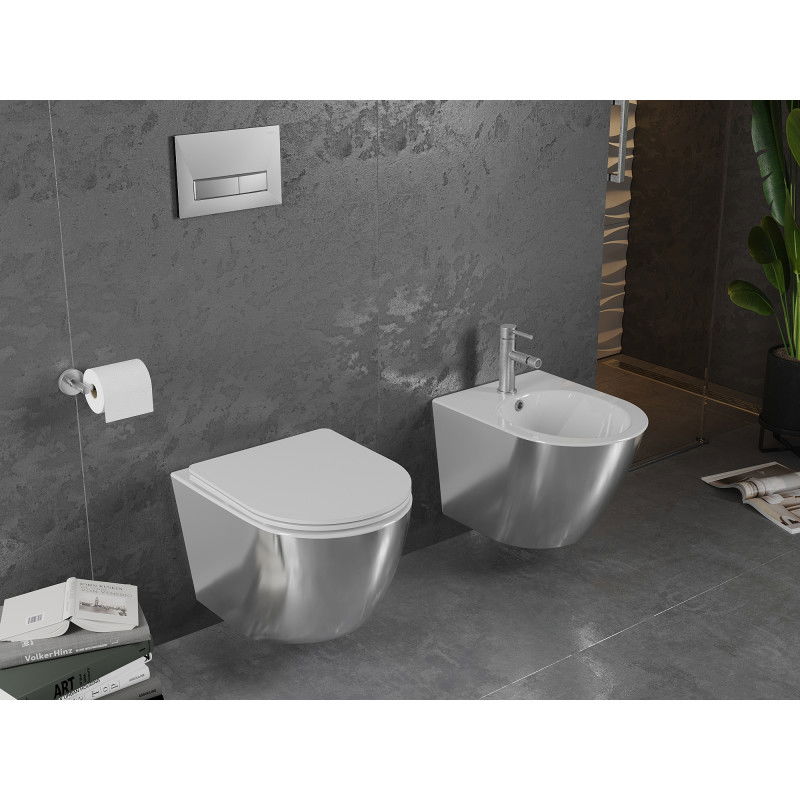 Mexen Lena WC misa Rimless s pomaly padajúcou doskou slim, duroplast, biela/strieborná - 30224004