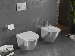 Mexen Lena Miska WC Rimless s pomaly zatvárajúcim sa slim sedadlom, duroplast, biela/strieborná - 30224004