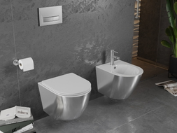 Mexen Lena WC misa Rimless s doskou s pomalým zatváraním slim, duroplast, biela/strieborná - 30224004
