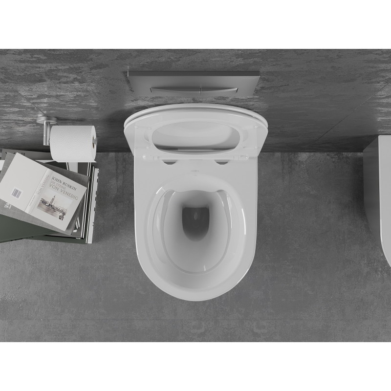 Mexen Lena Miska WC Rimless s pomaly zatvárajúcim sa slim sedadlom, duroplast, biela/strieborná - 30224004