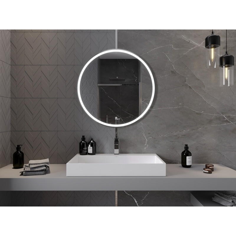 Mexen Gobi kúpeľňové osvetlené zrkadlo, okrúhle 80 cm, LED 6000K, anti-para - 9801-080-080-611-00