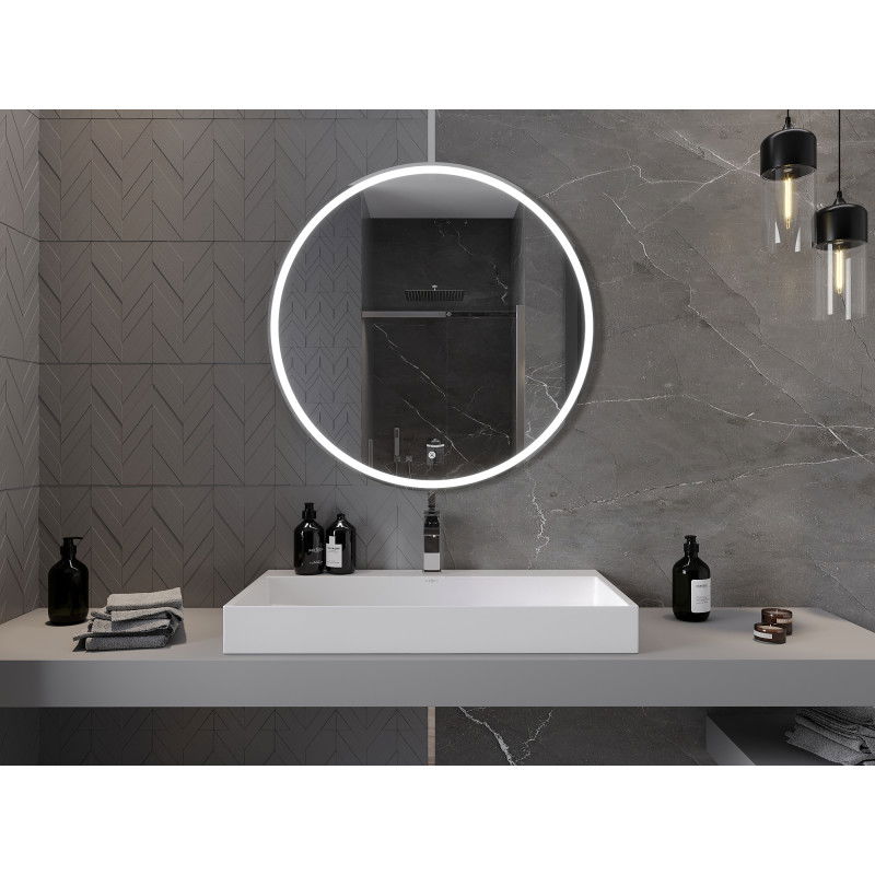 Mexen Gobi osvetlené okrúhle kúpeľňové zrkadlo, 90 cm, LED 6000K, anti-pára - 9801-090-090-611-00