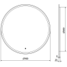 Mexen Gobi osvetlené kúpeľňové zrkadlo, okrúhle 90 cm, LED 6000K, proti zahmlievaniu - 9801-090-090-611-00