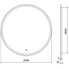 Mexen Gobi osvetlené okrúhle kúpeľňové zrkadlo, 90 cm, LED 6000K, anti-pára - 9801-090-090-611-00