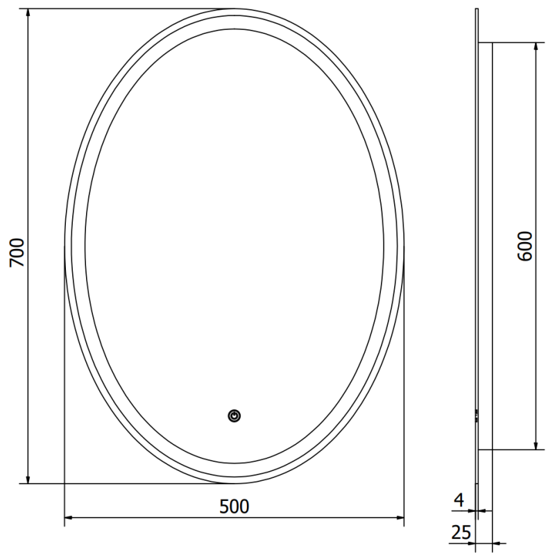 Mexen Elz kúpeľňové zrkadlo s podsvietením 50 x 70 cm, LED 6000K, proti zahmlievaniu - 9802-050-070-611-00