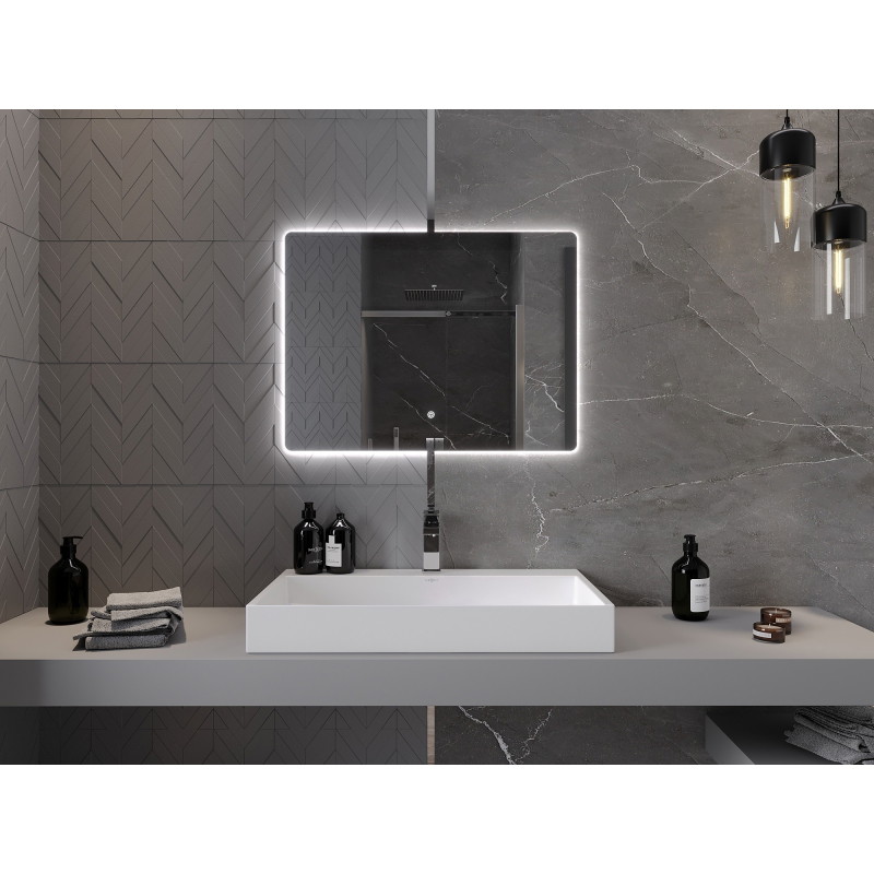 Mexen Sun osvetlené kúpeľňové zrkadlo 80 x 60 cm, LED 6000K, proti zahmlievaniu - 9807-080-060-611-00
