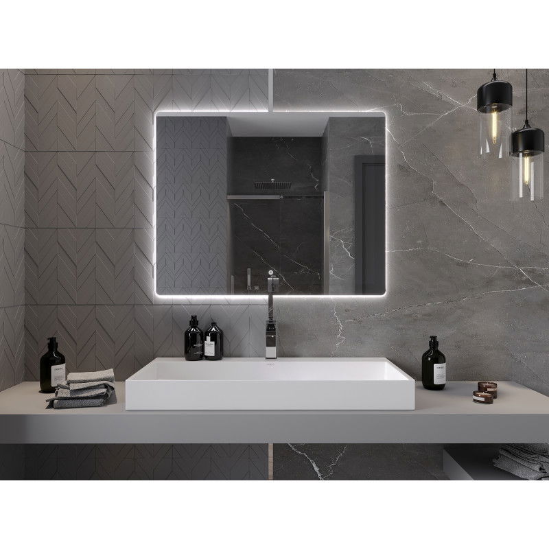 Mexen Sun kúpeľňové zrkadlo s podsvietením 100 x 80 cm, LED 6000K, proti zahmlievaniu - 9807-100-080-611-00