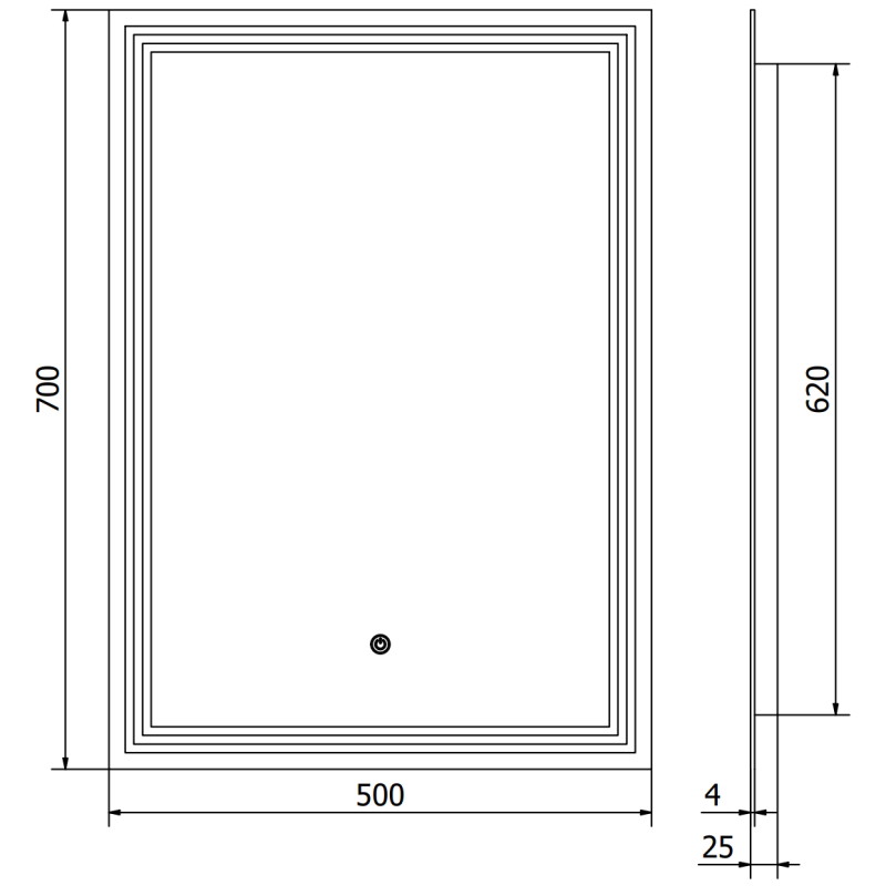 Mexen Taco kúpeľňové zrkadlo s podsvietením 50 x 70 cm, LED 6000K, anti-pára - 9805-050-070-611-00