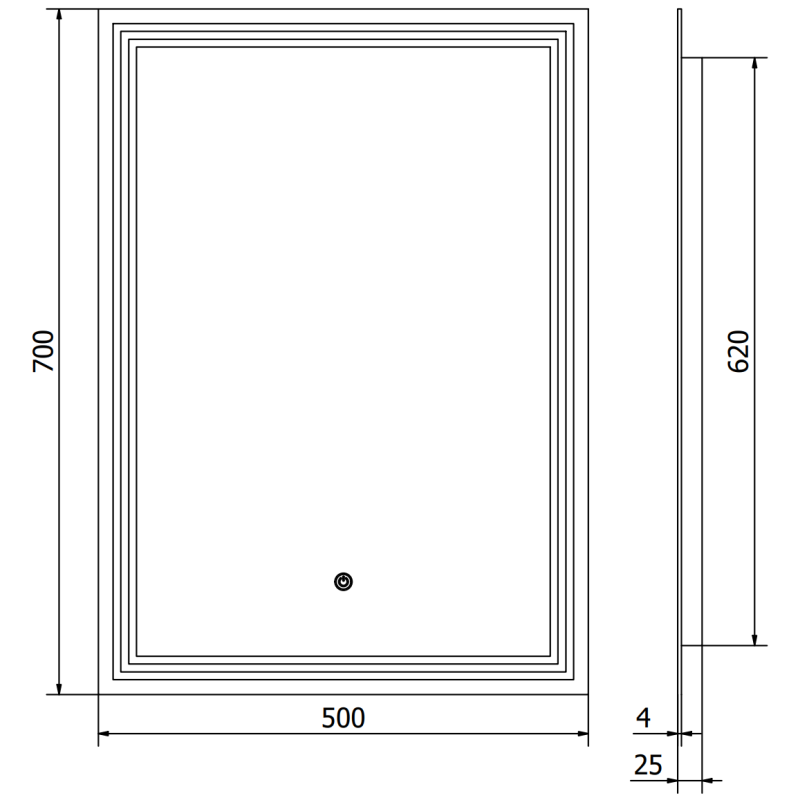 Mexen Taco osvetlené kúpeľňové zrkadlo 50 x 70 cm, LED 6000K, proti zahmlievaniu - 9805-050-070-611-00