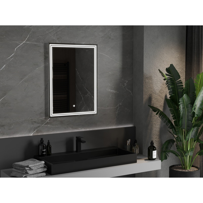 Mexen Taco kúpeľňové zrkadlo s podsvietením 60 x 80 cm, LED 6000K, proti zahmlievaniu - 9805-060-080-611-00