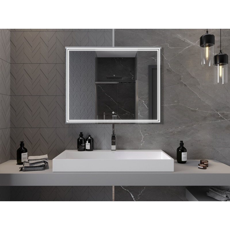 Mexen Taco kúpeľňové zrkadlo s podsvietením 100 x 80 cm, LED 6000K, proti zahmlievaniu - 9805-100-080-611-00