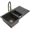 Mexen Matias granitový drez 1,5-komorový s odkvapkávačom a kuchynskou batériou Aster, čierny striekaný