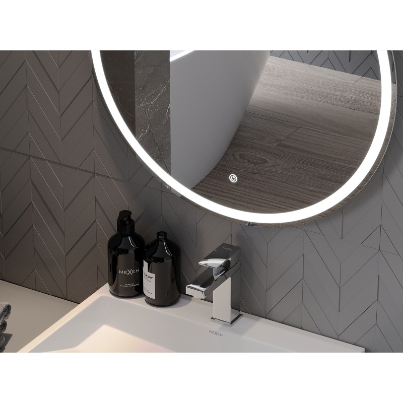 Mexen Gobi osvetlené kúpeľňové zrkadlo, okrúhle 90 cm, LED 6000K, proti zahmlievaniu - 9801-090-090-611-00