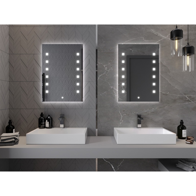Mexen Ner zrkadlo do kúpeľne s podsvietením 50 x 70 cm, LED 6000K, proti zahmlievaniu - 9809-050-070-611-00