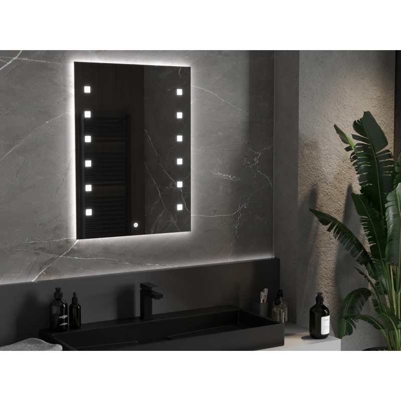 Mexen Ner osvetlené kúpeľňové zrkadlo 60 x 80 cm, LED 6000K, proti zahmlievaniu - 9809-060-080-611-00