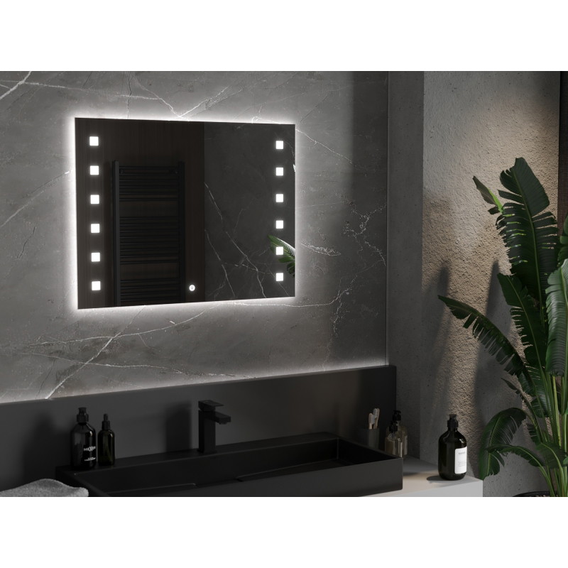 Mexen Ner osvetlené kúpeľňové zrkadlo 80 x 60 cm, LED 6000K, proti zahmlievaniu - 9809-080-060-611-00