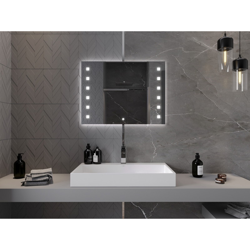 Mexen Ner podsvietené kúpeľňové zrkadlo 80 x 60 cm, LED 6000K, proti zahmlievaniu - 9809-080-060-611-00