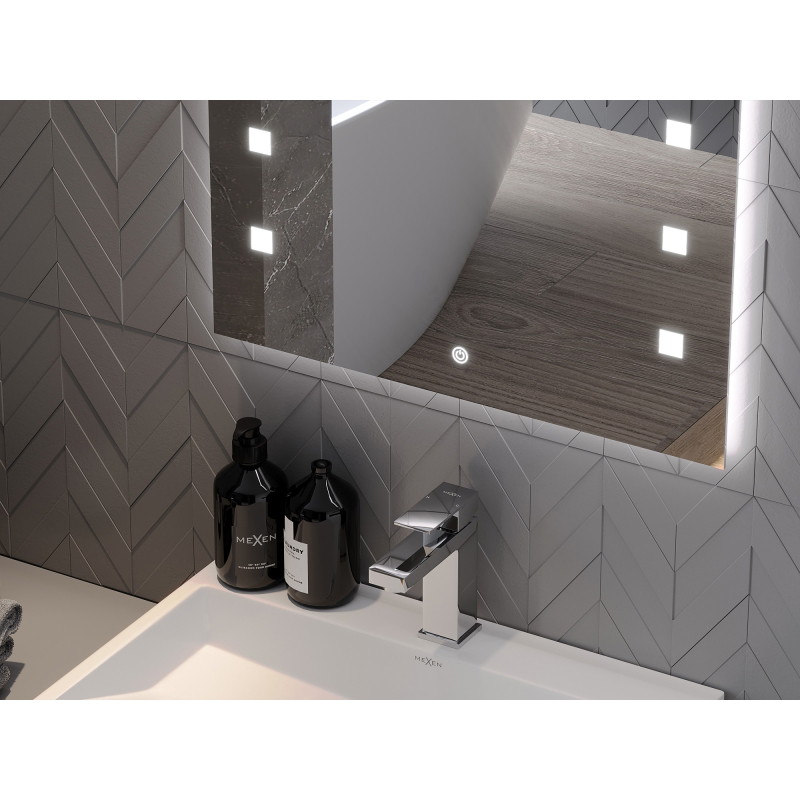 Mexen Ner osvetlené kúpeľňové zrkadlo 80 x 60 cm, LED 6000K, proti zahmlievaniu - 9809-080-060-611-00