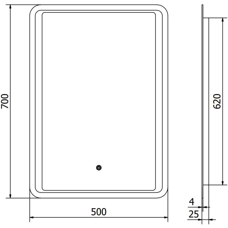 Mexen Zusa podsvietené kúpeľňové zrkadlo 50 x 70 cm, LED 6000K, antipara - 9808-050-070-611-00