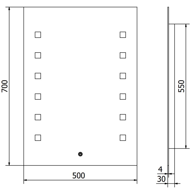 Mexen Ner zrkadlo do kúpeľne s podsvietením 50 x 70 cm, LED 6000K, proti zahmlievaniu - 9809-050-070-611-00