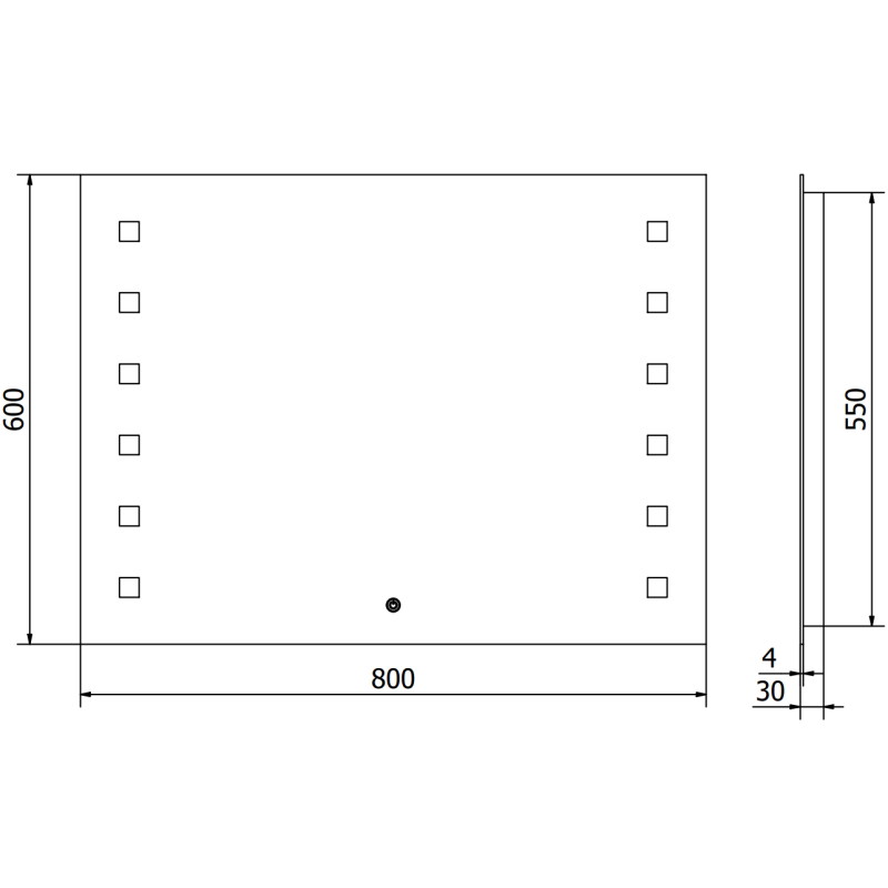 Mexen Ner osvetlené kúpeľňové zrkadlo 80 x 60 cm, LED 6000K, proti zahmlievaniu - 9809-080-060-611-00