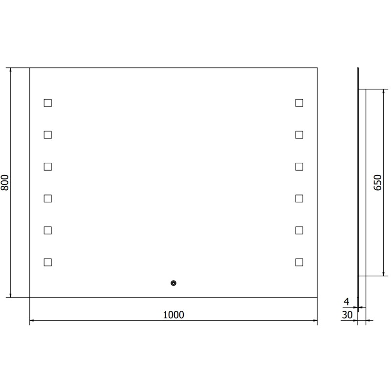 Mexen Ner osvetlené kúpeľňové zrkadlo 100 x 80 cm, LED 6000K, proti zahmlievaniu - 9809-100-080-611-00