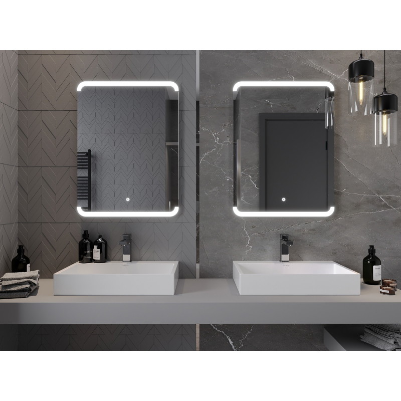 Mexen Nida podsvietené kúpeľňové zrkadlo 60 x 80 cm, LED 6000K, proti zahmlievaniu - 9806-060-080-611-00
