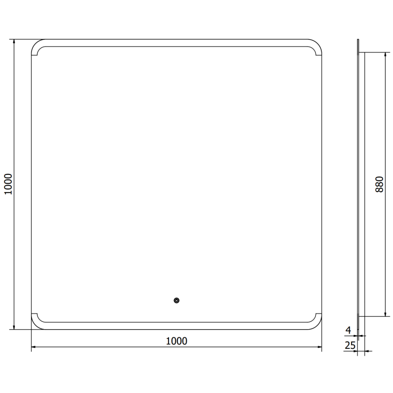 Mexen Nida kúpeľňové zrkadlo podsvietené 100 x 100 cm, LED 6000K, anti-para - 9806-100-100-611-00