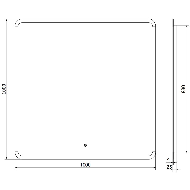 Mexen Nida podsvietené kúpeľňové zrkadlo 100 x 100 cm, LED 6000K, proti zahmlievaniu - 9806-100-100-611-00
