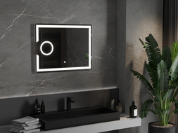 Mexen Onyx zrkadlo do kúpeľne podsvietené s kozmetickým zrkadielkom 80 x 60 cm, LED 6000K, protirosné - 9813-080-060-611-00