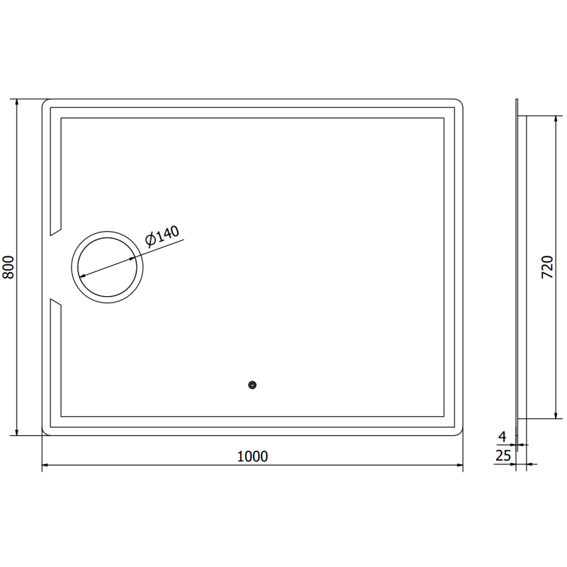 Mexen Onyx podsvietené kúpeľňové zrkadlo s kozmetickým zrkadielkom 100 x 80 cm, LED 6000K, proti zahmlievaniu