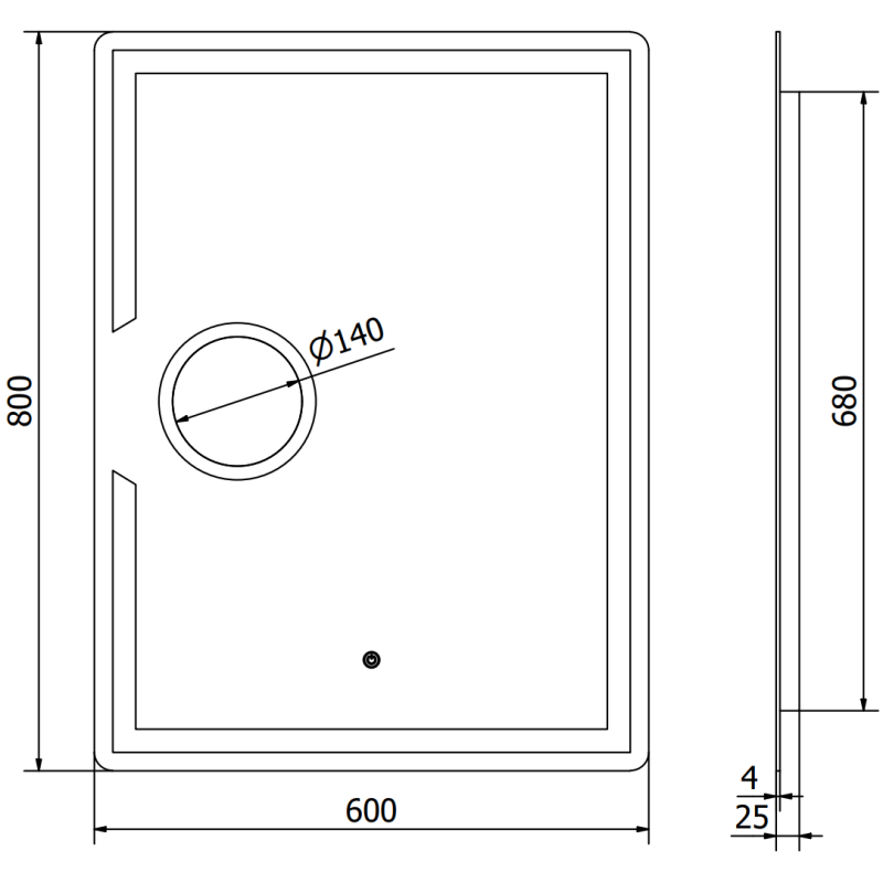 Mexen Onyx kúpeľňové zrkadlo s podsvietením a kozmetickým zrkadlom 60 x 80 cm, LED 6000K, proti zahmlievaniu