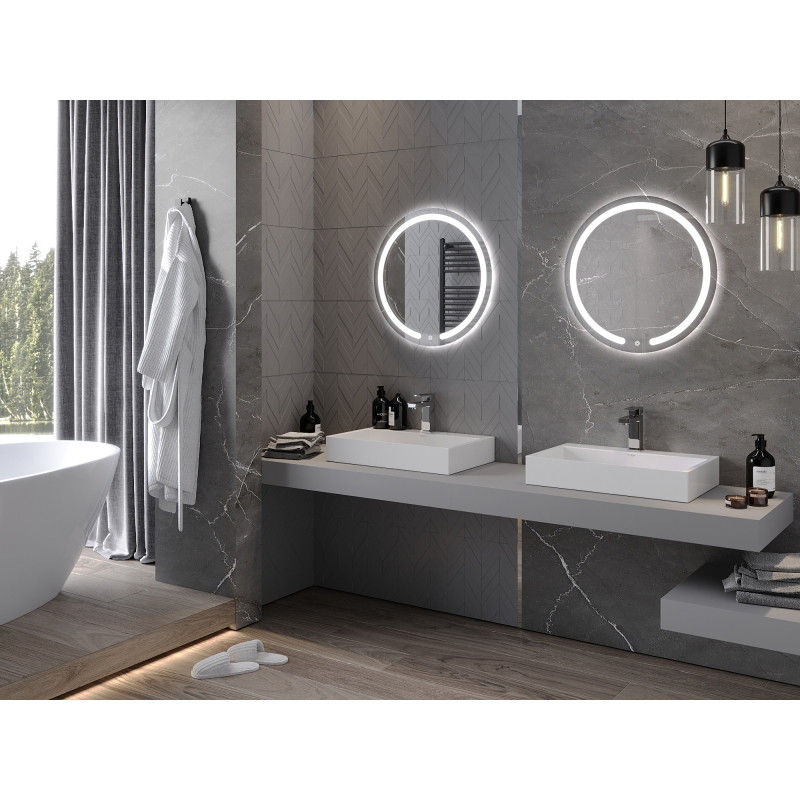 Mexen Rose podsvietené kúpeľňové zrkadlo, okrúhle 60 cm, LED 6000K, protizahmlievanie - 9810-060-060-611-00