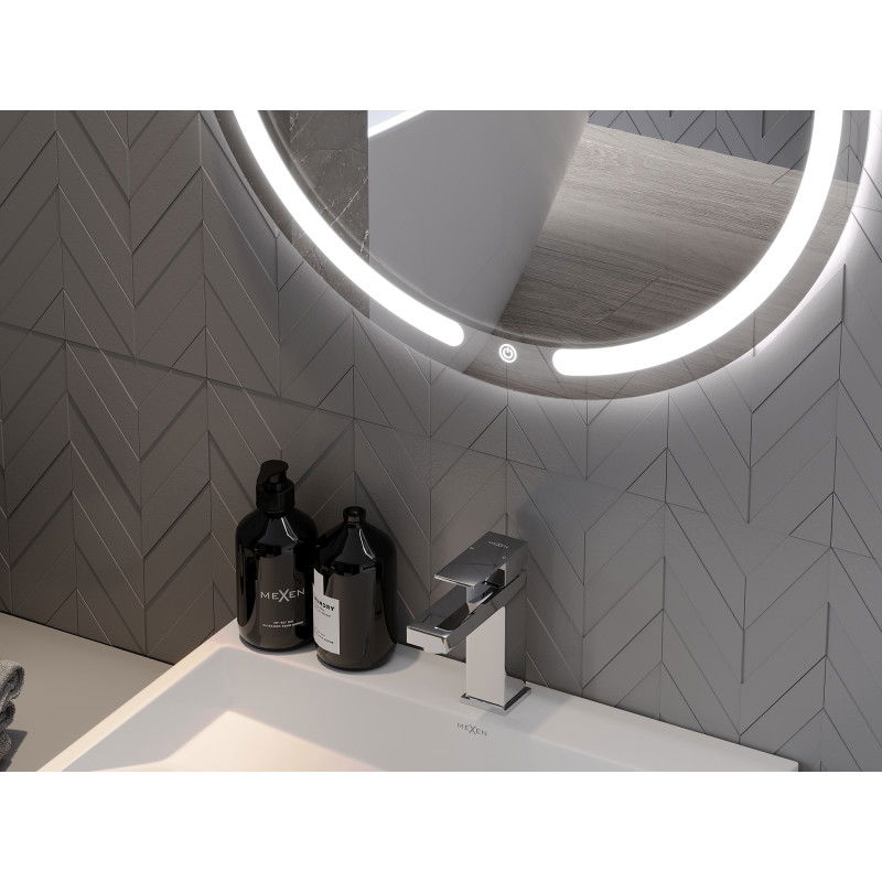 Mexen Rose kúpeľňové podsvietené zrkadlo, okrúhle 60 cm, LED 6000K, proti zahmlievaniu - 9810-060-060-611-00