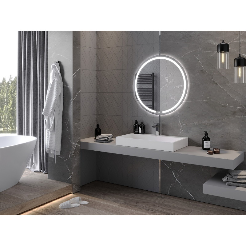 Mexen Rose kúpeľňové zrkadlo s podsvietením, okrúhle 80 cm, LED 6000K, proti zahmlievaniu - 9810-080-080-611-00